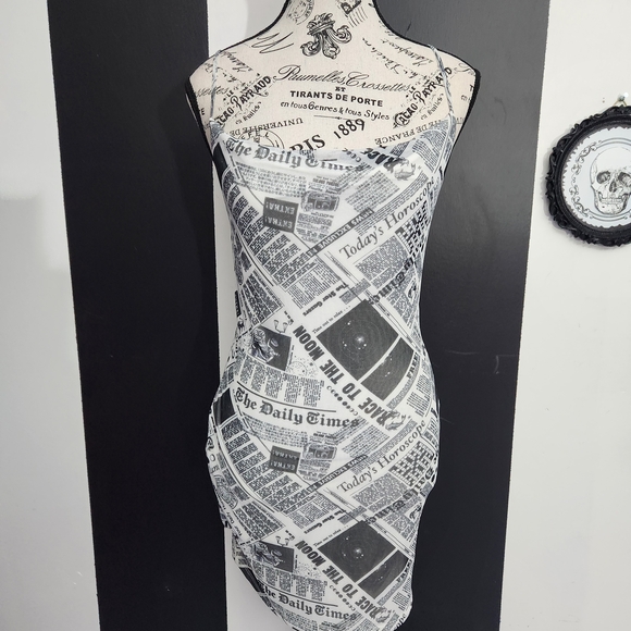 Garage Dresses & Skirts - Newspaper Print Mini Dress